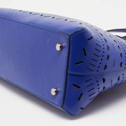 Pre Owned Kate Spade Blue Laser Cut Leather Satchel 