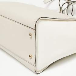 Pre Owned Kate Spade White/Beige Leather Cedar Street Hayden Tote