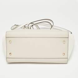 Pre Owned Kate Spade White/Beige Leather Cedar Street Hayden Tote