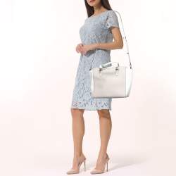 Pre Owned Kate Spade White/Beige Leather Cedar Street Hayden Tote