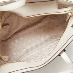 Pre Owned Kate Spade White/Beige Leather Cedar Street Hayden Tote