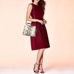 Pre Owned Kate Spade Multicolor Snakeskin Embossed Leather Small Fleur Top Handle Bag