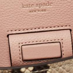 Pre Owned Kate Spade Multicolor Snakeskin Embossed Leather Small Fleur Top Handle Bag