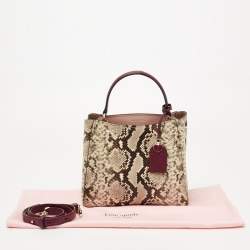 Pre Owned Kate Spade Multicolor Snakeskin Embossed Leather Small Fleur Top Handle Bag