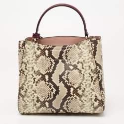 Pre Owned Kate Spade Multicolor Snakeskin Embossed Leather Small Fleur Top Handle Bag
