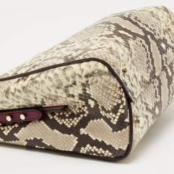 Pre Owned Kate Spade Multicolor Snakeskin Embossed Leather Small Fleur Top Handle Bag