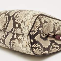 Pre Owned Kate Spade Multicolor Snakeskin Embossed Leather Small Fleur Top Handle Bag