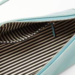 Pre Owned Kate Spade Mint Green Leather Zip Chain Baguette