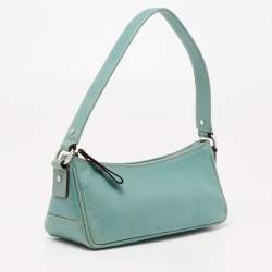 Pre Owned Kate Spade Mint Green Leather Zip Chain Baguette