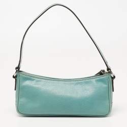 Pre Owned Kate Spade Mint Green Leather Zip Chain Baguette