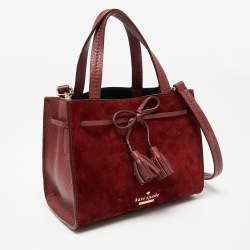 Pre Owned Kate Spade Burgundy Leather And Suede Hayes Street Satchel