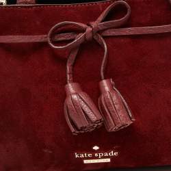 Pre Owned Kate Spade Burgundy Leather And Suede Hayes Street Satchel