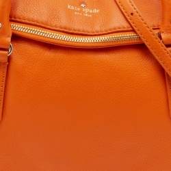 Pre Owned Kate Spade Orange Leather Cobble Hill Leslie Satchel