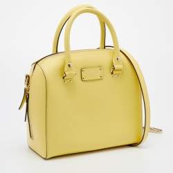 Pre Owned Kate Spade Yellow Leather Wellesley Alessa Satchel