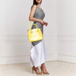 Pre Owned Kate Spade Yellow Leather Wellesley Alessa Satchel