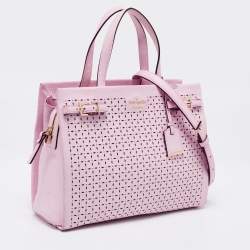 Pre Owned Kate Spade Light Pink Laser Cut Leather Milton Lane Lanie Tote