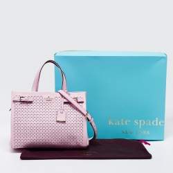 Pre Owned Kate Spade Light Pink Laser Cut Leather Milton Lane Lanie Tote