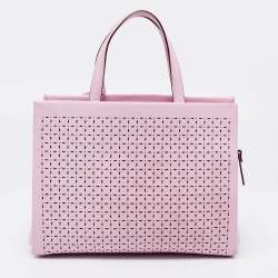 Pre Owned Kate Spade Light Pink Laser Cut Leather Milton Lane Lanie Tote