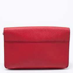 Pre Owned Kate Spade Red Saffiano Leather Bow Flap Shoulder Bag