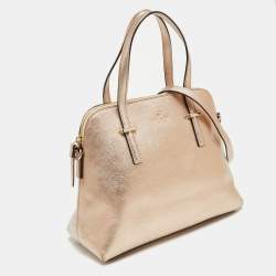 Pre Owned Kate Spade Metallic Rose Gold Leather Cedar Street Maise Satchel