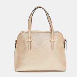 Pre Owned Kate Spade Metallic Rose Gold Leather Cedar Street Maise Satchel