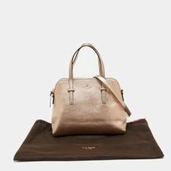 Pre Owned Kate Spade Metallic Rose Gold Leather Cedar Street Maise Satchel
