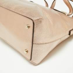 Pre Owned Kate Spade Metallic Rose Gold Leather Cedar Street Maise Satchel