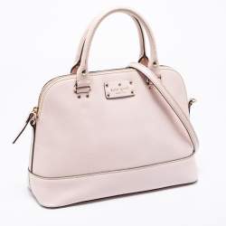Pre Owned Kate Spade Light Beige Leather Wellesley Rachelle Satchel
