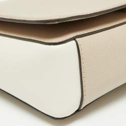 Pre Owned Kate Spade Beige/White Leather Flap Top Handle Bag