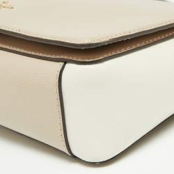 Pre Owned Kate Spade Beige/White Leather Flap Top Handle Bag