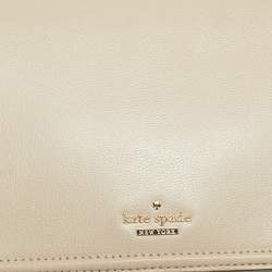 Pre Owned Kate Spade Beige/White Leather Flap Top Handle Bag