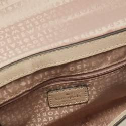 Pre Owned Kate Spade Beige/White Leather Flap Top Handle Bag