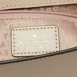 Pre Owned Kate Spade Beige/White Leather Flap Top Handle Bag
