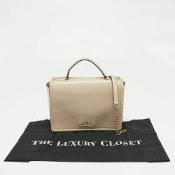 Pre Owned Kate Spade Beige/White Leather Flap Top Handle Bag