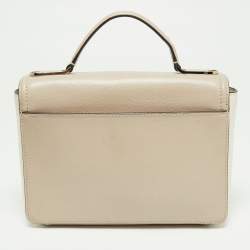 Pre Owned Kate Spade Beige/White Leather Flap Top Handle Bag