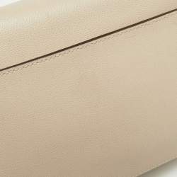 Pre Owned Kate Spade Beige/White Leather Flap Top Handle Bag