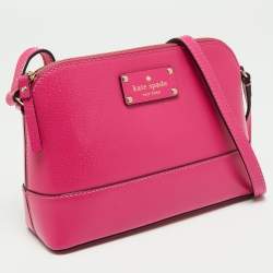 Pre Owned Kate Spade Fuchsia Leather Crossbody Bag