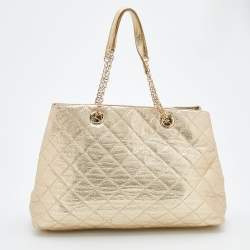 Pre Owned Kate Spade Metallic Gold Quilted Leather Maryanne Tote