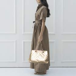 Pre Owned Kate Spade Metallic Gold Quilted Leather Maryanne Tote