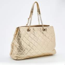 Pre Owned Kate Spade Metallic Gold Quilted Leather Maryanne Tote