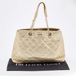 Pre Owned Kate Spade Metallic Gold Quilted Leather Maryanne Tote