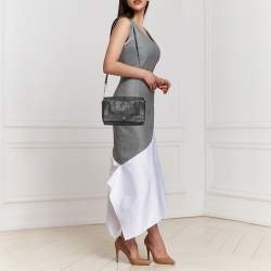Kate Spade Dark Grey Leather Perforated Flap Shoulder Bag