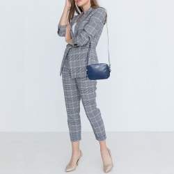 Pre Owned Kate Spade Blue Leather Double Zip Camera Bag