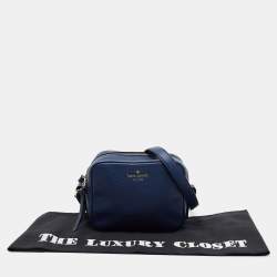 Pre Owned Kate Spade Blue Leather Double Zip Camera Bag