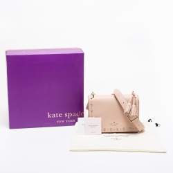 Pre Owned Kate Spade Light Pink Leather Studded Flap Crossbody Bag