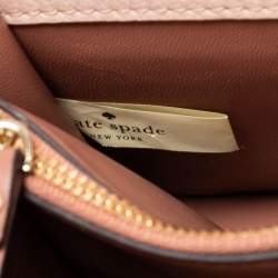 Pre Owned Kate Spade Light Pink Leather Studded Flap Crossbody Bag