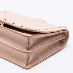 Pre Owned Kate Spade Light Pink Leather Studded Flap Crossbody Bag