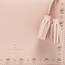 Pre Owned Kate Spade Light Pink Leather Studded Flap Crossbody Bag