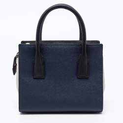 Pre Owned Kate Spade Navy Blue/Off White Saffiano Leather Cameron Street Colorblock Tote