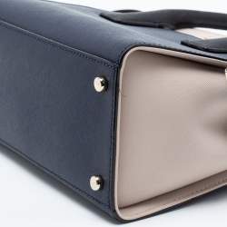 Pre Owned Kate Spade Navy Blue/Off White Saffiano Leather Cameron Street Colorblock Tote